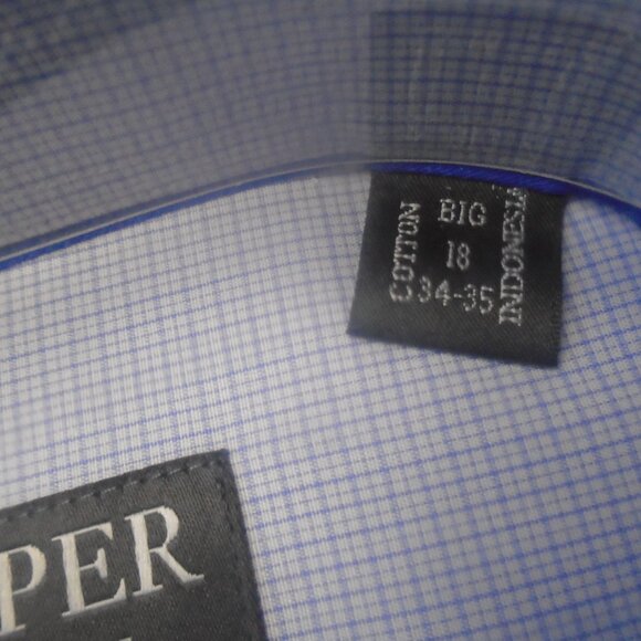 Men's Proper Shirtings Button Down Pocket Blue Check Dress Shirt 18 34/35 - Picture 3 of 4